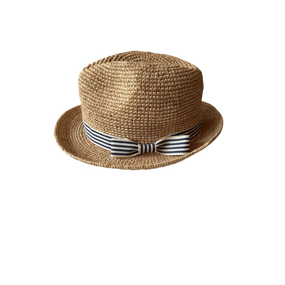 Fatface Natural Straw Trilby Hat with cute ribbon bow